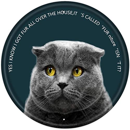 Rundes Blechschild mit Aufschrift "Yes I Know I Got Fur All Over The House It's Called Fur Niture Isn't It", Vintage-Stil, lustiges Katzen-Wandschild, Katzen-Möbelschild, lustiges Wohnzimmer-Dekor Rundes Blechschild mit Aufschrift "Yes I Know I Got Fur All Over The House It's Called Fur Niture Isn't It", Vintage-Stil, lustiges Katzen-Wandschild, Katzen-Möbelschild, lustiges Wohnzimmer-Dekor von DAIERCY
