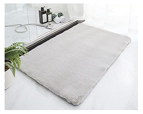 DAIHAN Badematte Waschbares Flauschige Kaninchenfell Plüsch Shaggy Badezimmer Küche Schlafzimmer-Teppich Anti-Rutsch Verdickt Badteppich Bettvorleger Carpet Mehrfarbig ligrau 120cn*180cm von DAIHAN