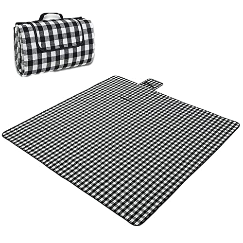 DAIHAN Klassische Picknickdecke Tragbare Große Outdoor Picknickmatte Wasserabweisend Campingmatte Stranddecke mit Tragegriff, für Camping, Picknick, Wandern, BBQ, Reisen 200X200cm von DAIHAN