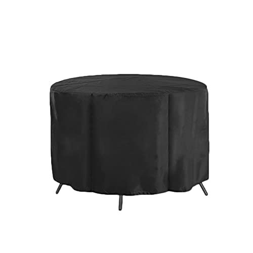 DAIHAN Rund Gartenmöbel Abdeckung,Abdeckplane Wasserdichtes Gartentisch Abdeckhaube für Gartenmöbel Sitzgruppe,Schutzhülle Gartenmöbel,Gartentische und Möbelsets,Schwarz,148x60cm von DAIHAN