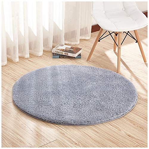 DAIHAN Runde Yoga Teppich Für Wohnzimmer Schlafzimmer Shaggy Teppiche Antirutsch Grau 40CM von DAIHAN