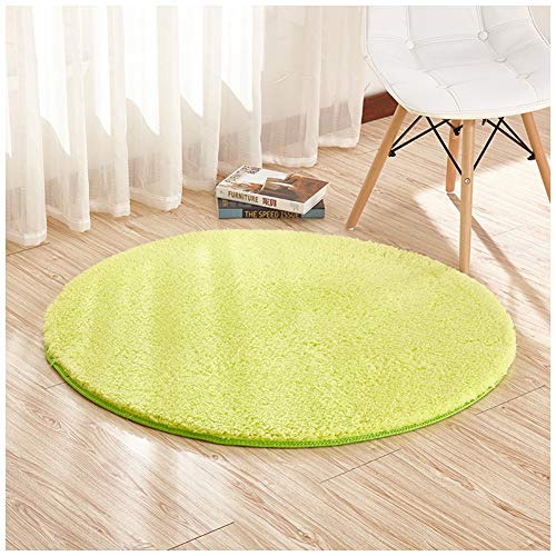 DAIHAN Runde Yoga Teppich Für Wohnzimmer Schlafzimmer Shaggy Teppiche Antirutsch Grün 100CM von DAIHAN