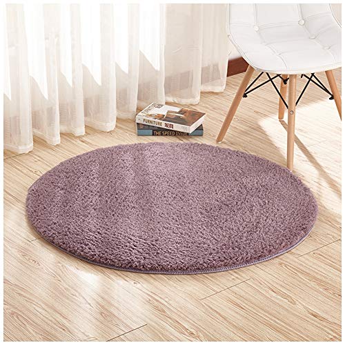 DAIHAN Runde Yoga Teppich Für Wohnzimmer Schlafzimmer Shaggy Teppiche Antirutsch Violett 40CM von DAIHAN