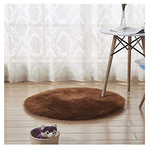 DAIHAN Shaggy Lammfell-Teppich,Flauschiger Kunstfell Schaffell Lammfellimitat Teppich rund für Stuhl Sofa Wohnzimmer Schlafzimmer Kinderzimmer Kaffee 80 * 80cm von DAIHAN