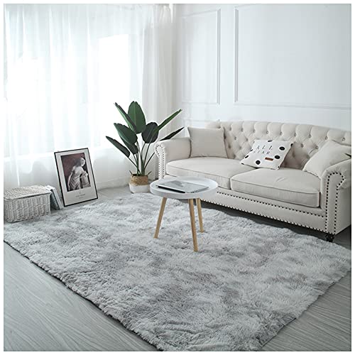 DAIHAN Shaggy Teppich Farbe Anthrazit Hochflor Langflor Teppiche Modern Antirutschmatte Teppich Weiche Fußmatten Bunte Batik Teppich Wohnzimmer Flauschiger Teppich,Silber-Grau,120x200CM von DAIHAN