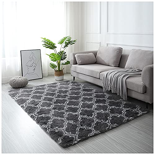 DAIHAN Shaggy Teppich Hochflor Teppiche Kunstfell Plüsch-Teppich rutschfeste Unterseite Weich Teppich für Wohnzimmer, Esszimmer, Kinderzimmer, Schlafzimmer Bettvorleger Sofa Matte,Grau1,40x60CM von DAIHAN