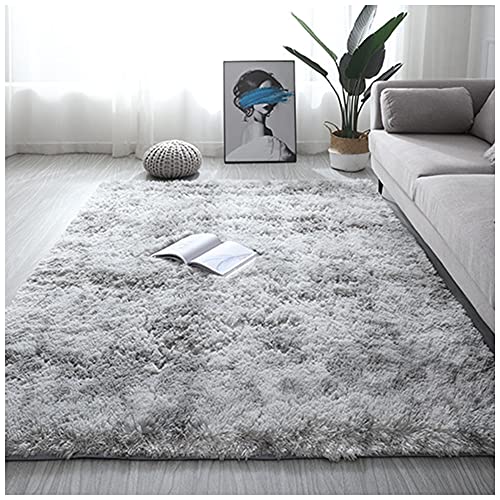 DAIHAN Kunstfell Teppich Super Weich Teppich für Wohnzimmer Schlafzimmer Kinderzimmer Flauschig Shaggy Teppiche Modern Hochflor Plüsch-Teppich Bettvorleger Sofa Matte,Silber-Grau,40x60CM von DAIHAN