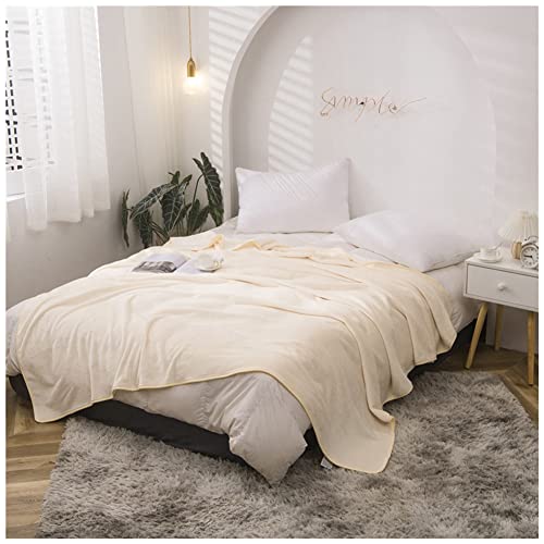 DAIHAN Kuscheldecke Fleecedecke Flanell Decke Wohndecken Couchdecke Flauschig Überwurf Tagesdecke Sofadecke Blanket für Bett Sofa Schlafzimmer Büro Couchdecke,Beige,180x200CM von DAIHAN