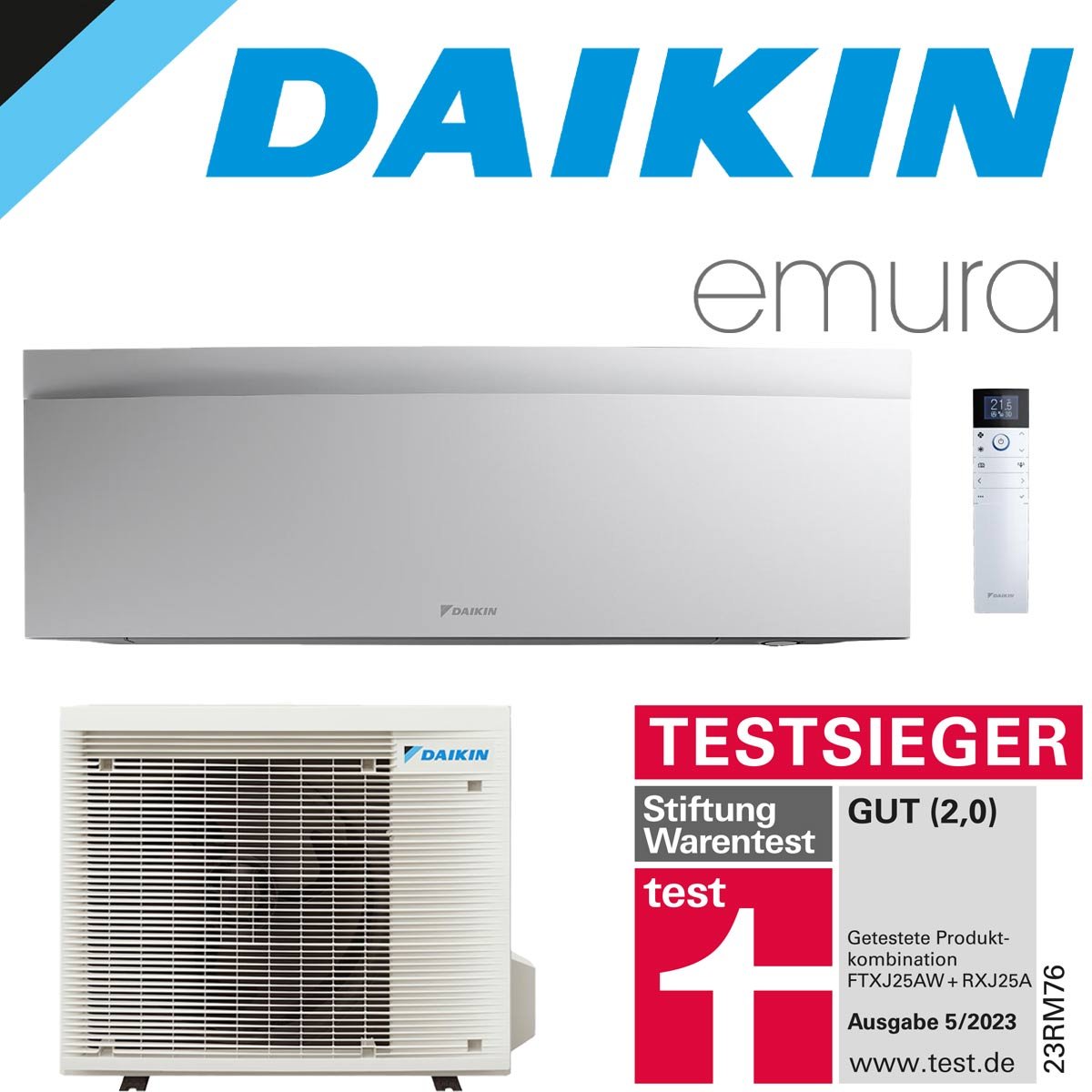 DAIKIN Emura 3 2,0 kW Singlesplit Set | Mattweiß | FTXJ20AW + RXJ20A"" von DAIKIN
