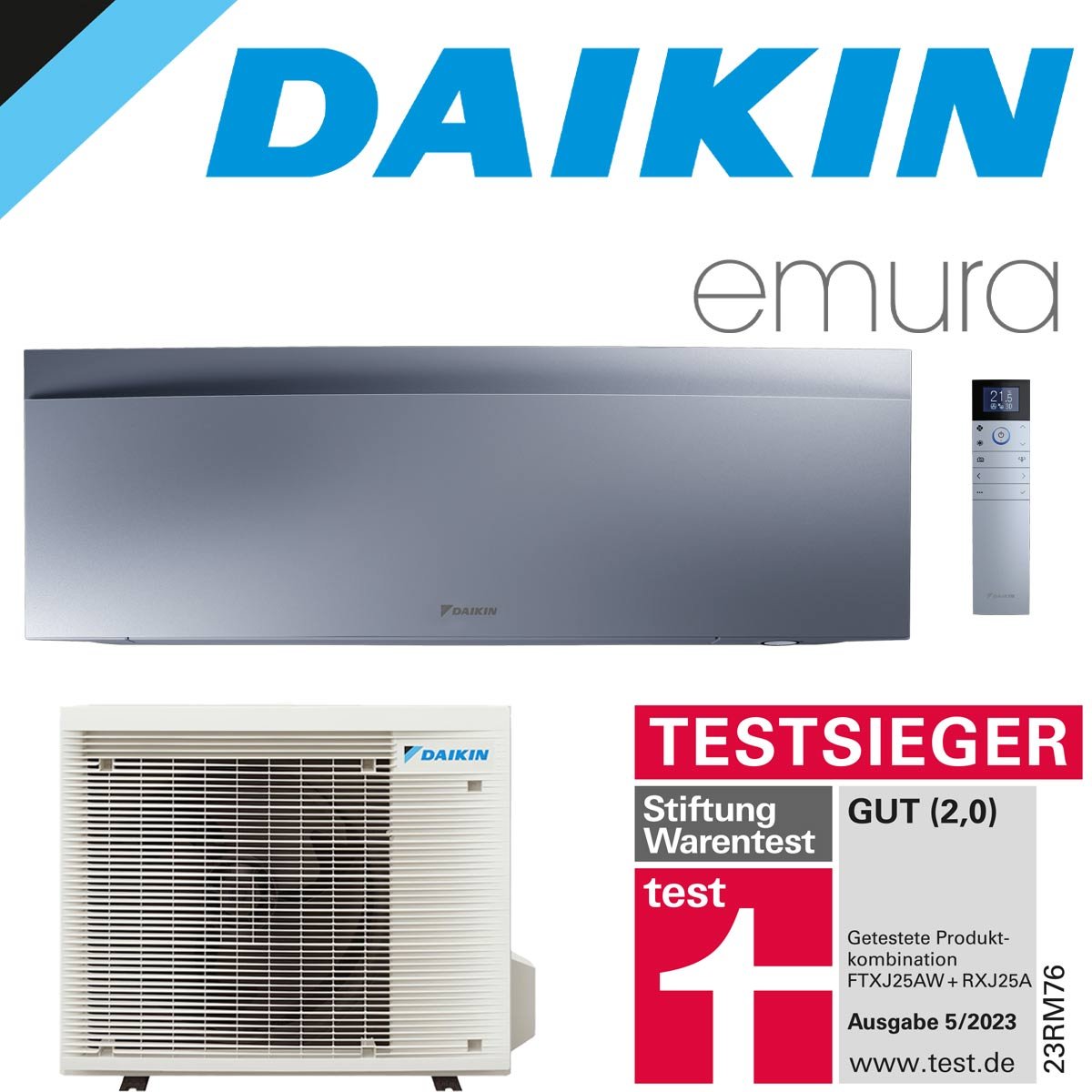 DAIKIN Emura 3 4,2 kW Singlesplit Set | Silber | FTXJ42AS + RXJ42A"" DAIKIN Emura 3 4,2 kW Singlesplit Set | Silber | FTXJ42AS + RXJ42A"" von DAIKIN