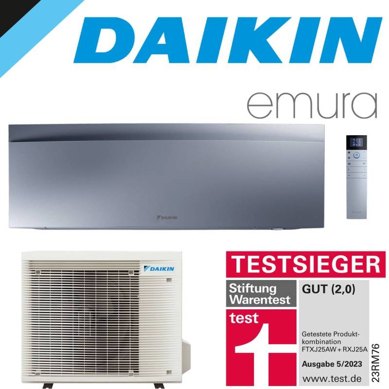 DAIKIN Emura 3 4,2 kW Singlesplit Set | Silber | FTXJ42AS + RXJ42A"" von DAIKIN