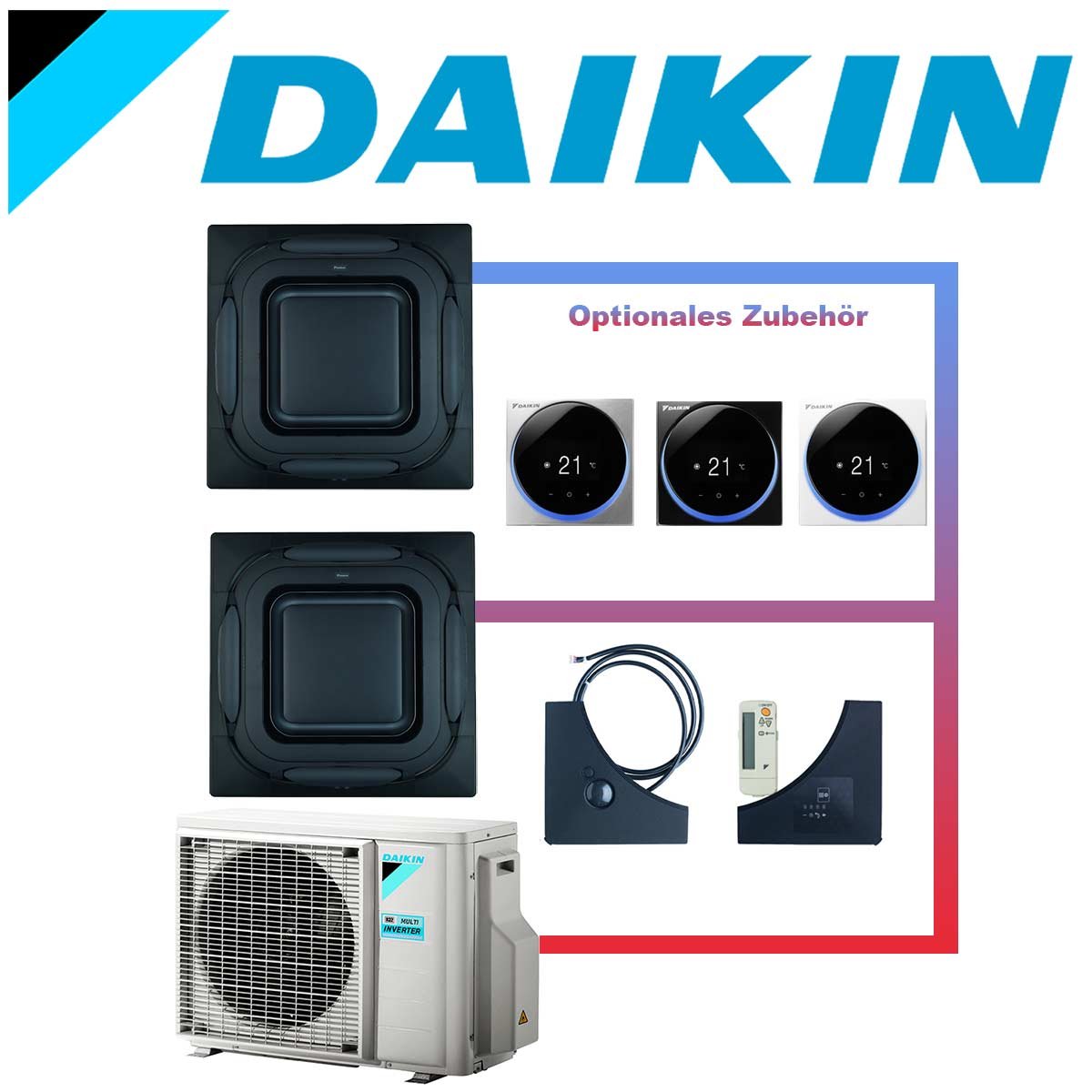 SET DAIKIN 2x Roundflow FCAG 3,5kW Deckenkassetten +... von DAIKIN