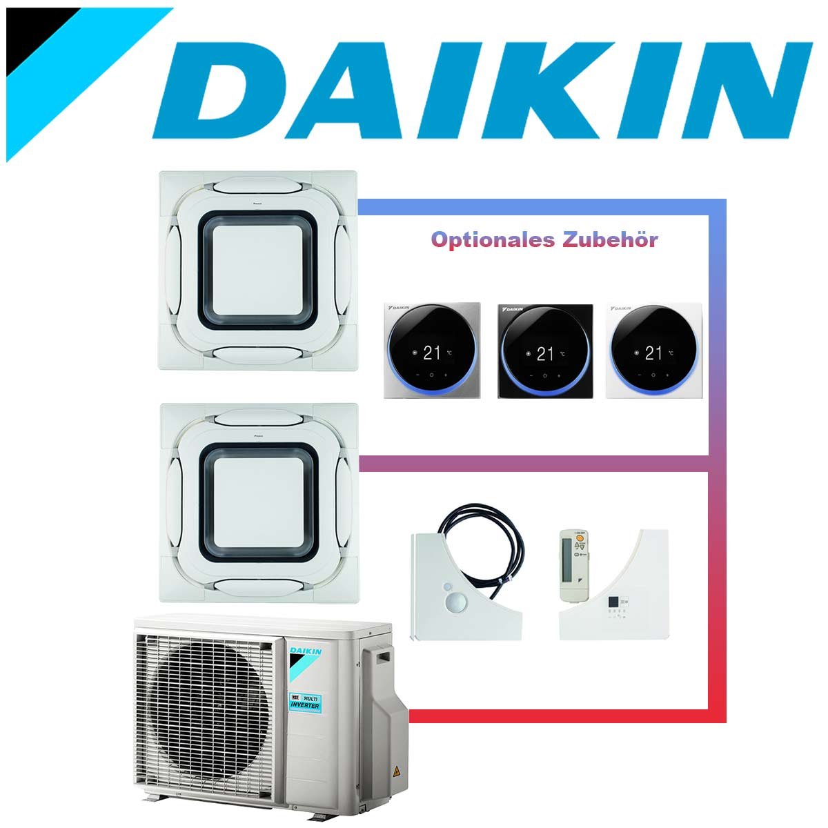 SET DAIKIN 2x Roundflow FCAG 5kW Deckenkassetten Design-Blenden... von DAIKIN