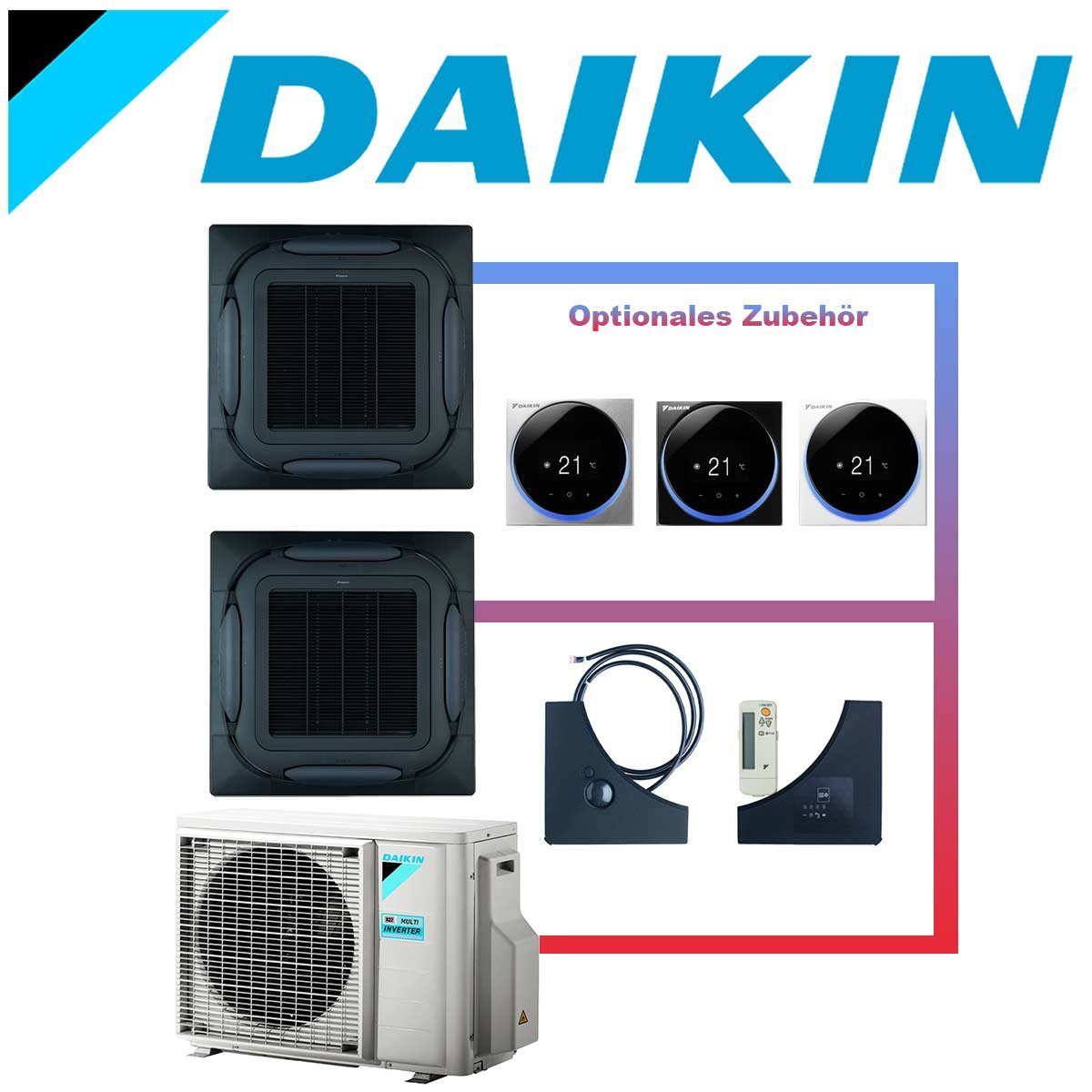 SET DAIKIN 2x Roundflow FCAG 5kW Deckenkassetten schwarz inkl.... von DAIKIN