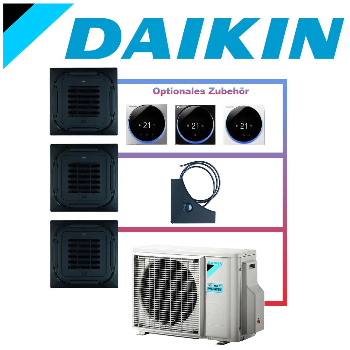 SET DAIKIN 3x Roundflow FCAG 3,5kW Deckenkassetten selbstreinigend... von DAIKIN