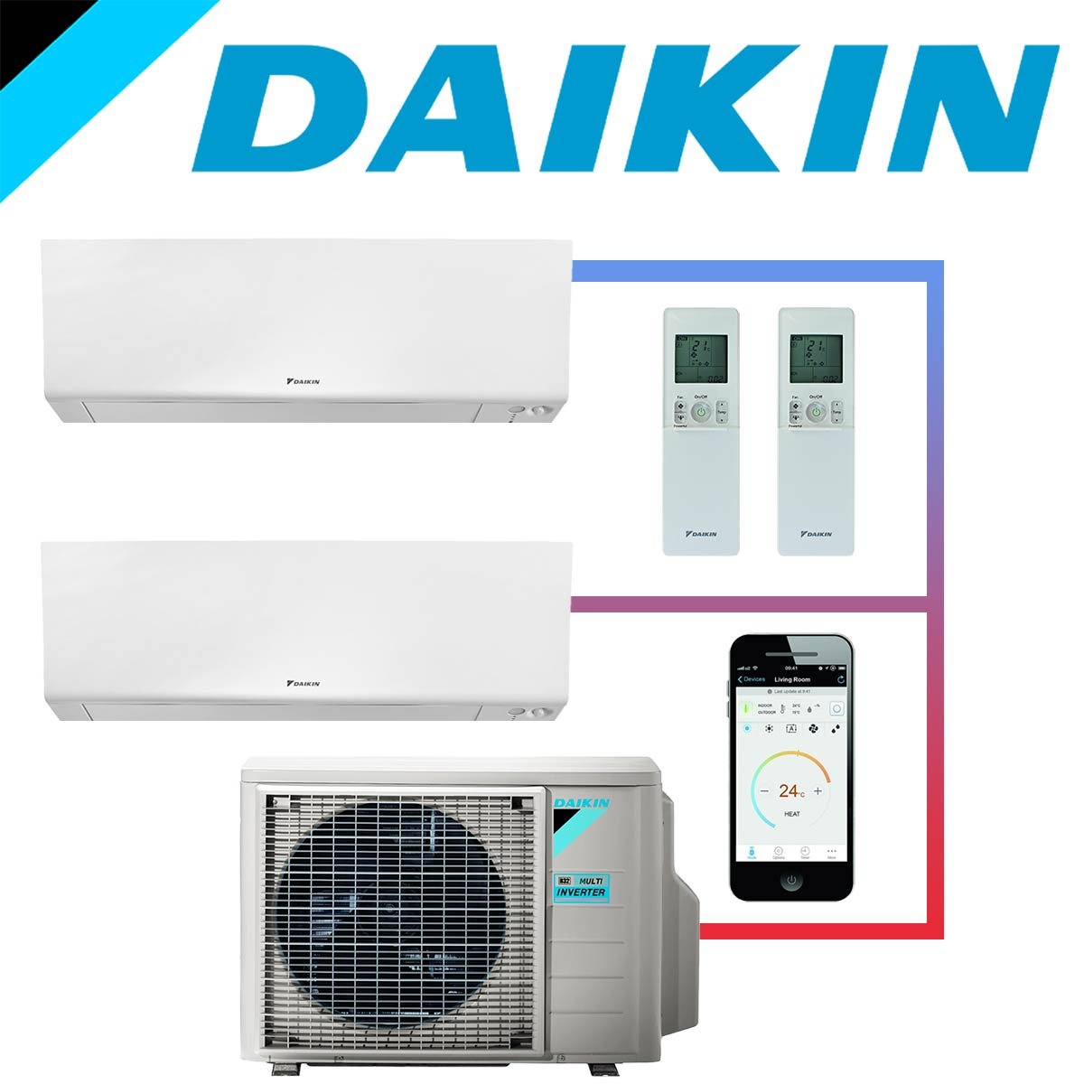 SET DAIKIN Perfera mit 2 Wandgeräten FTXM42 4,2 kW und... von DAIKIN