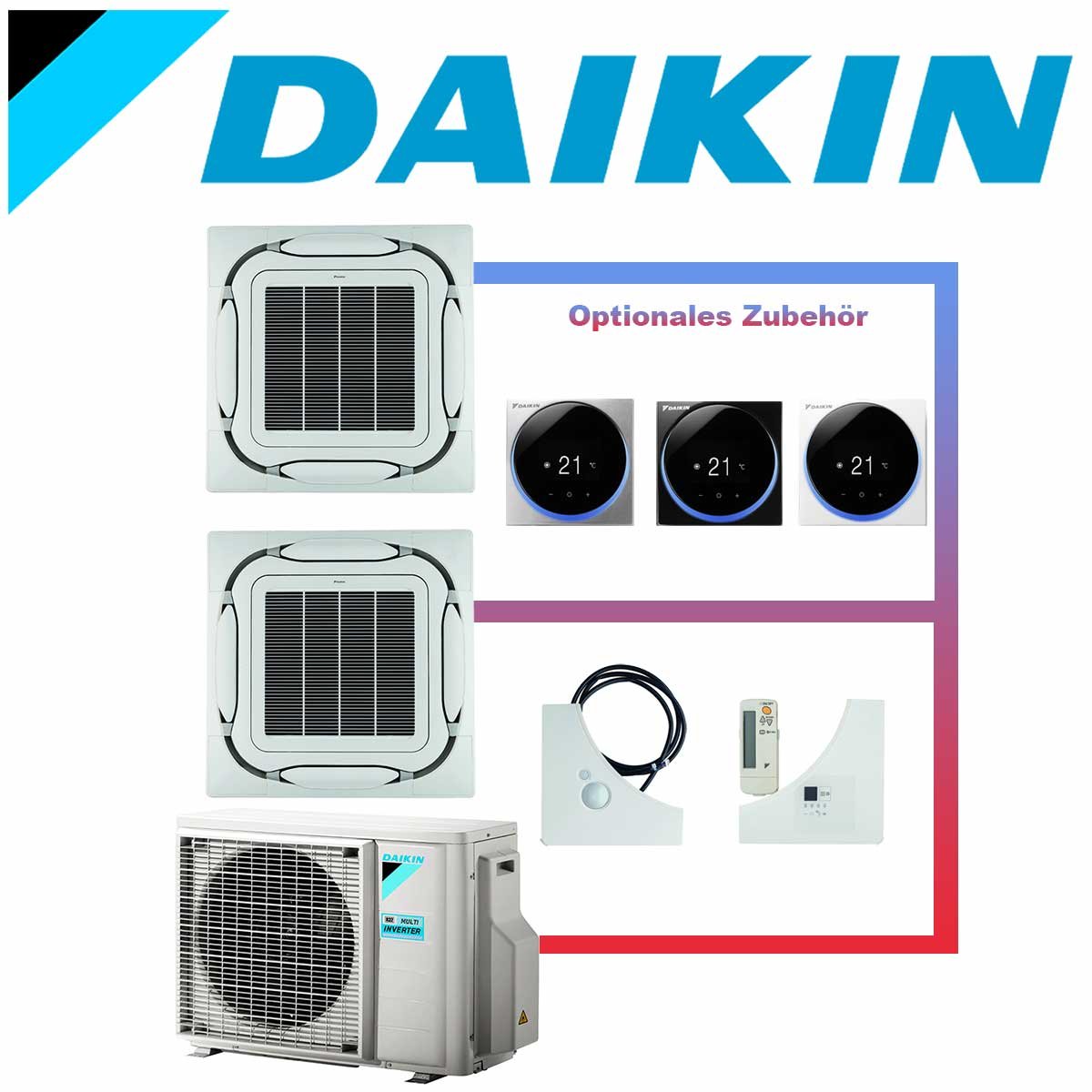 SET DAIKIN 2x Roundflow FCAG 3,5kW Deckenkassetten weiß/grau inkl.... von DAIKIN