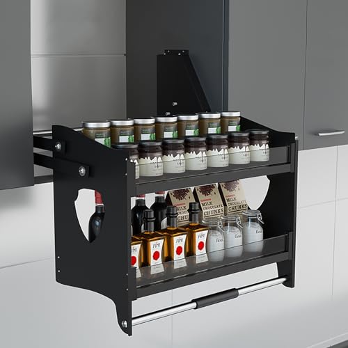 DAIKK Heavy-Duty Küchenschrank Pull Down Regal, Tief Gleitende Unter Regal für Spice Organizer Storage, Appliance Lift Oberschrank für Hohe Badezimmer Schränke (Size : 26"x11"x20.9") von DAIKK