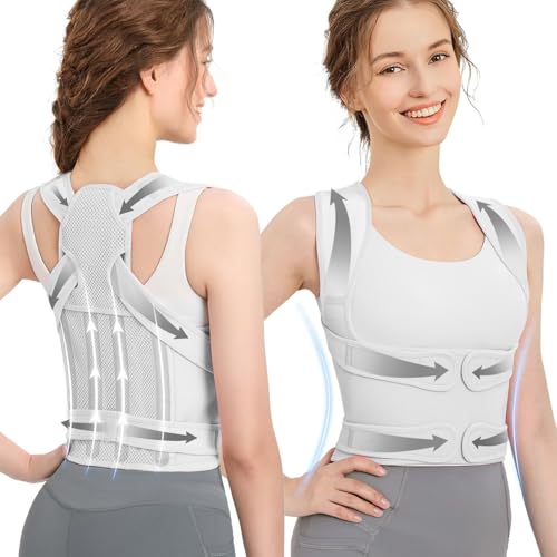 DAILIENFUS Rücken Geradehalter,Haltungskorrektur Rücken Damen Und Herren Verstellbare Haltung Korrektur Gurt Atmungsaktive Back Posture Corrector-Verstellbare Gerade Haltungstrainer (Grau, L) von DAILIENFUS