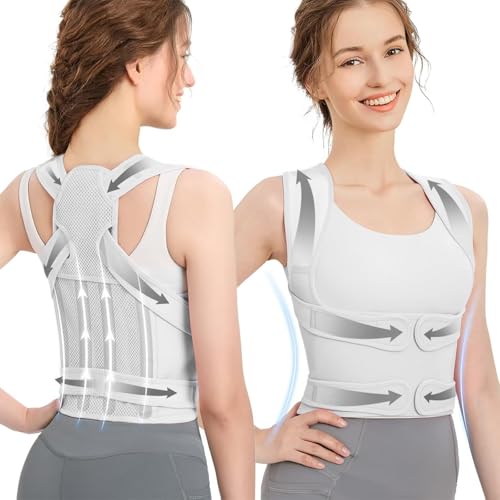 DAILIENFUS Rücken Geradehalter,Haltungskorrektur Rücken Damen Und Herren Verstellbare Haltung Korrektur Gurt Atmungsaktive Back Posture Corrector-Verstellbare Gerade Haltungstrainer (Grau, M) von DAILIENFUS