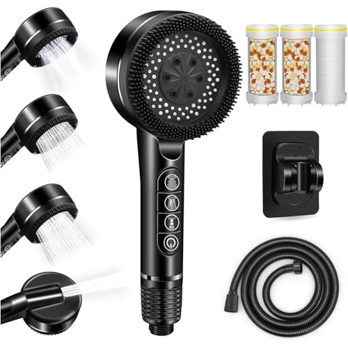 Duschkopf mit Schlauch und Halterung, Hochdruck Handbrause mit Filter gegen Kalk, Wassersparende Duschbrause mit Stoppfunktion,Duschschlauch mit Duschkopf für Erhöhten Wasserdruck(Schwarz) von DAILIENFUS