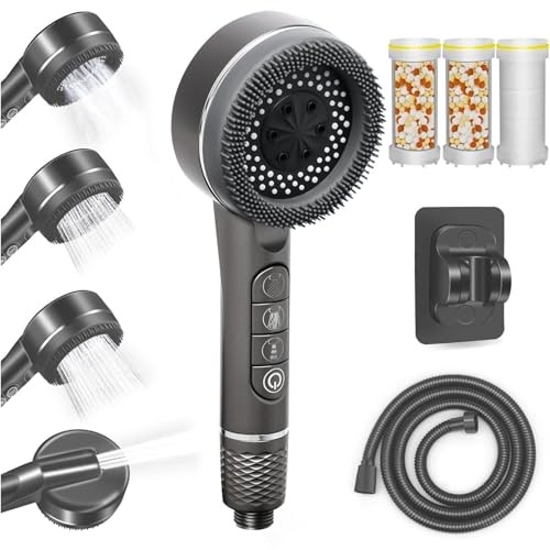 Duschkopf mit Schlauch und Halterung, Hochdruck Handbrause mit Filter gegen Kalk, Wassersparende Duschbrause mit Stoppfunktion,Duschschlauch mit Duschkopf für Erhöhten Wasserdruck(grau) von DAILIENFUS