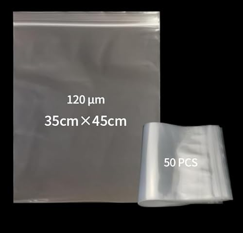 Transparente wiederverschließbare Beutel, transparente Plastiktüten, 0,12 mm dick, versiegelte Beutel, Aufbewahrungsbeutel, dick und langlebig, 35 x 45 cm, 50 Stück Transparente wiederverschließbare Beutel, transparente Plastiktüten, 0,12 mm dick, versiegelte Beutel, Aufbewahrungsbeutel, dick und langlebig, 35 x 45 cm, 50 Stück von DAILJMON