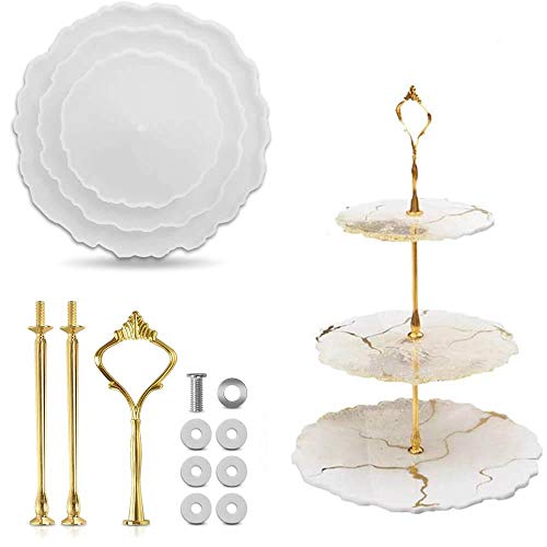 DAIRF Epoxidharz Formen für Ständern, 3 Teilige Kuchenteller Kuchenständer Form Harz Rundguss Silikonform Obst Tablett Harz DIY Handwerk Silikonform Serviertablett DAIRF Epoxidharz Formen für Ständern, 3 Teilige Kuchenteller Kuchenständer Form Harz Rundguss Silikonform Obst Tablett Harz DIY Handwerk Silikonform Serviertablett von DAIRF