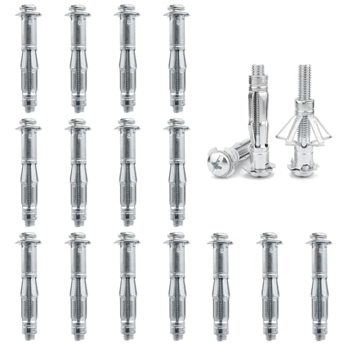 DAIRYCOF 15 Stück Hohlraumdübel Metall verzinkt Hohlwanddübel M8x65mm Expansion Nuts Hohlraumdübel Dünne Befestigungen für Befestigungen in Gipskartonplatten (15, M8*65mm) von DAIRYCOF