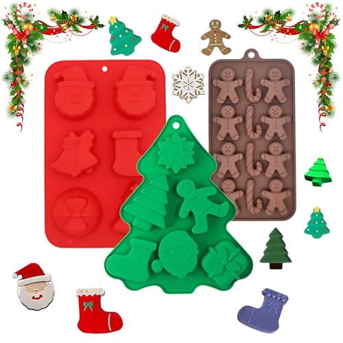 DAIRYCOF silikonform weihnachten 2 Stück Groß silikonformen weihnachten Kuchenform Silikonform Weihnachtsbaum Silikonformen-Bonbon Formen Silikon Schokoladenform (Silikonformen 3 Stück) von DAIRYCOF