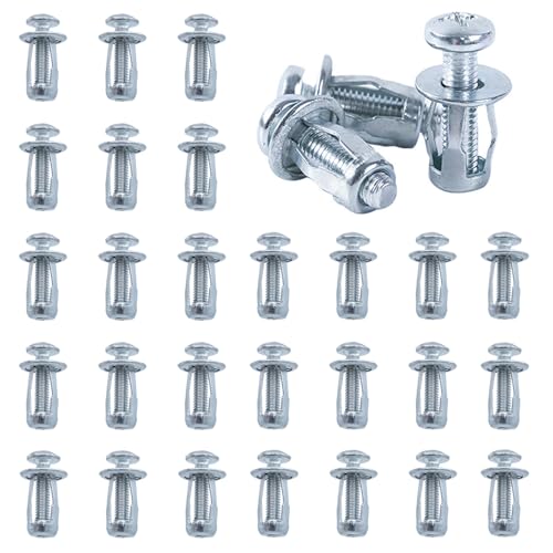 DAIRYCOF Hohlwanddübel 30 Stück M4x20 Metall Jack Nuts mit Blütenblattmutter für Rigips Eisenblech dünne Wände & Hohltüren Ideal für Metalldübel & Spreizdübel (30, M4×20mm) von DAIRYCOF