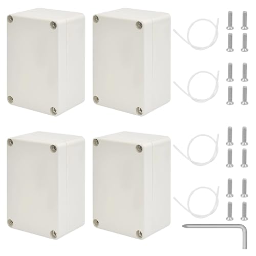 DAIRYCOF abzweigdose wasserdicht 4 Stk Kunststoffgehäuse 100 * 68 * 50mm abzweigdose schwarz Ip65 Wasserdicht Abzweigdosen Wetterfeste (weiß, 100 * 68 * 50mm) von DAIRYCOF