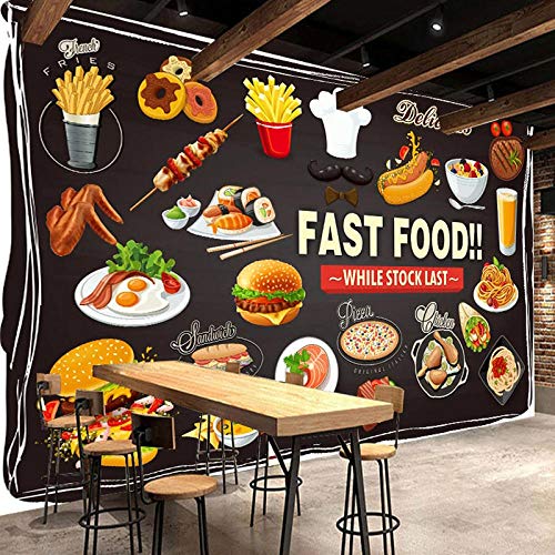 DAISHIHAN Tapete Tapetenrolle 3D Fast Food Restaurant Burger Pizzeria Dekoratives Wandbild Wasserdichte Leinwand Malerei Wand von DAISHIHAN