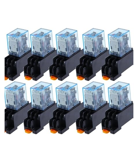 DAISHUJIE Elektromagnetisches Relais 10 Stück MY2P HH52P MY2NJ 12 V 24 V DC/110 V 220 V AC Spule Allzweck-Mikrorelais mit Sockelsockel(DC,12V) von DAISHUJIE