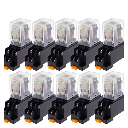 DAISHUJIE Elektromagnetisches Relais 10 stücke LY2NJ JQX-13F kleine Elektromagnetische Power Relais DC12V DC24V AC110V AC220V Kleine Relais 10A 8 Pins Spule Mit Sockel(AC,24V) von DAISHUJIE