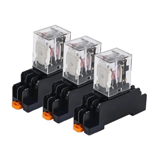 DAISHUJIE Elektromagnetisches Relais Hochleistungs-Mikro-Elektromagnetisches Zwischenrelais mit Sockelsockel AC 220 V DC 12 V 24 V HH52P HH53P HH54P HH62P HH63P HH64P(DC 12V,HH64P 14Pin) von DAISHUJIE