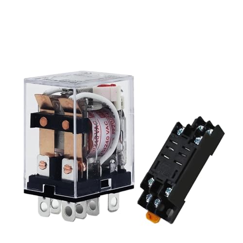 DAISHUJIE Elektromagnetisches Relais JQX-13F HH62P Hochleistungsrelaisspule Allgemeiner elektromagnetischer Relaisschalter mit Sockelsockel AC110V220V DC12V24V10A(DC,12V-with Base) von DAISHUJIE