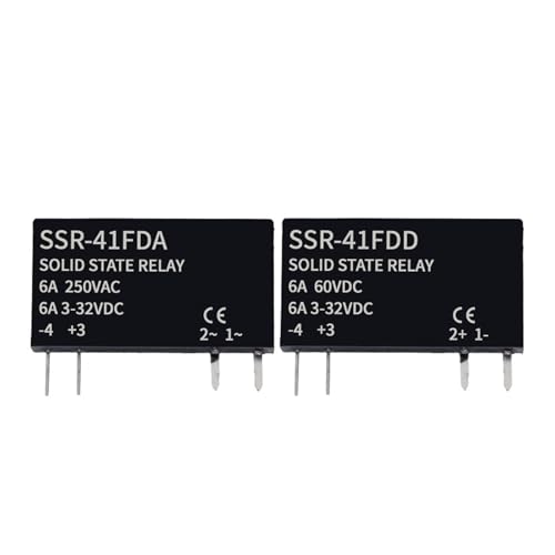 DAISHUJIE Halbleiterrelais 1 stück/5 stücke/10 stücke SSR Solid State Relais DC zu DC Schlanke Relais Modul 3-32VDC 6A Mini Relais Nicht-kontaktieren DIN Schiene Relais SSR-41FDD(10pcs,Only SSR DA) von DAISHUJIE