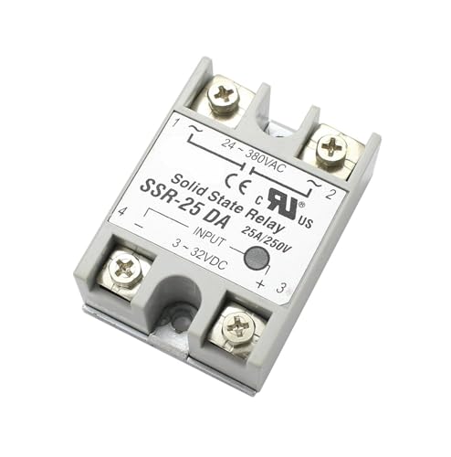 DAISHUJIE Halbleiterrelais Halbleiterrelais SSR 10DA 25DA 40DA DC-Steuerung AC weißes Shell einphasig ohne Kunststoffabdeckung(5pcs,SSR 25DA) von DAISHUJIE