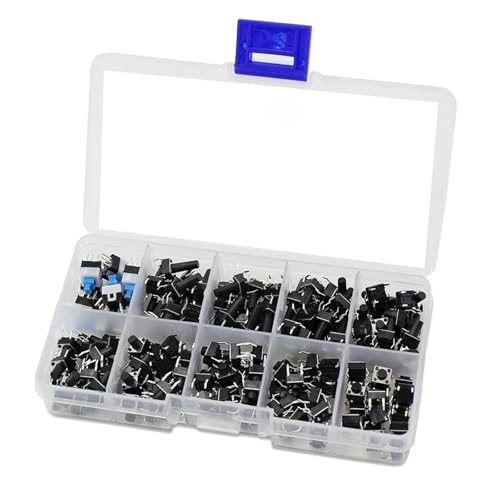 DAISHUJIE Steckverbinder 10 Werte 180 STÜCKE Taktile Drucktastenschalter Momentary Tact Sortiment Kit DIY for Arduino Schalter 6 * 6 4,3 MM ~ 13 MM DIP 4P DAISHUJIE Steckverbinder 10 Werte 180 STÜCKE Taktile Drucktastenschalter Momentary Tact Sortiment Kit DIY for Arduino Schalter 6 * 6 4,3 MM ~ 13 MM DIP 4P von DAISHUJIE