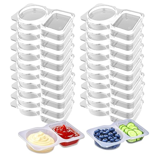 DAJASD 20 Stück Reusable Snack Pack Containers, Snack Container,Double Compartment Snack Containers, Wiederverwendbare Snack-Behälter für GewüRze Dipper Mahlzeiten Suppen Camping Snacks von DAJASD