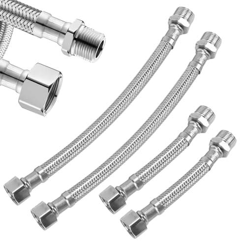 DAJASD 4 PCS Flexschlauch 3/8 Zoll,Panzerschlauch,Wasserhahn Schlauch VerläNgerung(20cm/10cm) mit Überwurf und Außengewinde,Armaturenschlauch für Armatur Sanitär Schlauch Anschlussschlauch Armatur von DAJASD