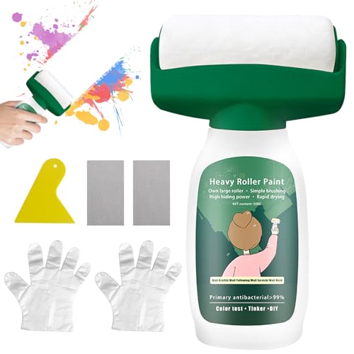 DAJASD 500g Wandfarbe Ausbessern Weiß, 2 in 1 Wandreparatur RollbüRste, Ausbesserungsfarbe Weiss Roller mit Wandreparaturpaste, SOS Wandfarbe Weiß Roller für Graffiti Kratzer Flecken Risse von DAJASD
