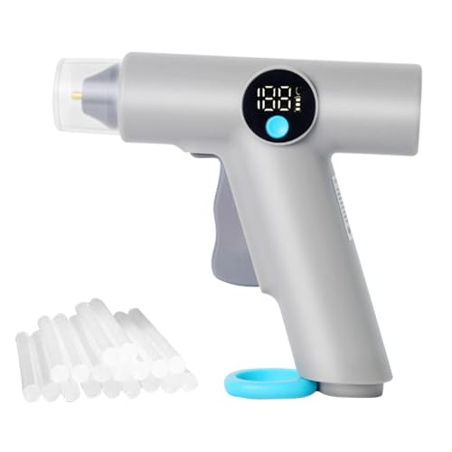 DAJASD Heißklebepistole Akku, 3.7V 25W Keißklebepistole Kabellos mit LCD-Temperaturanzeige & 22 Heissklebepistole Klebesticks 7mm, Mini Akku Klebepistole für DIY, Handwerk und schnelle Reparaturen von DAJASD