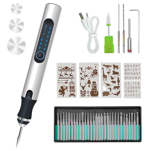 DAJASD Elektrische Gravierstift, USB Wiederaufladbarer Gravur Werkzeug Kit mit 36 Bits and 3 niveles de velocidad, Mini DIY Gravur Gerät für Schmuck, Holz, Glas, Metall, Keramik personalización von DAJASD