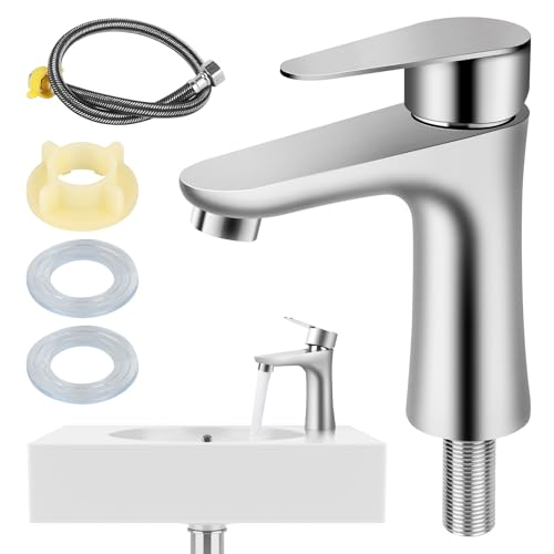 DAJASD Kaltwasserhahn, Kaltwasserhahn Gäste WC, Einhebel Wasserhahn Bad, Klein Wasserhahn Kaltwasser, Kleine Armatur Gäste WC mit 60cm Anschlussschlauch für Badezimmer Gäste WC DAJASD Kaltwasserhahn, Kaltwasserhahn Gäste WC, Einhebel Wasserhahn Bad, Klein Wasserhahn Kaltwasser, Kleine Armatur Gäste WC mit 60cm Anschlussschlauch für Badezimmer Gäste WC von DAJASD