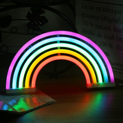 DAJASD LED Wolke Neon Schild, LED Wolke Neon Sign mit Batterie oder USB Powered, LED Schild, LED Gaming Zimmer Deko für Wohnzimmer Kinderzimmer Bar Spielzimmer Party - Regenbogen von DAJASD