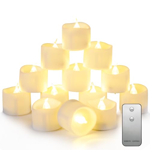 DAJASD Led Teelichter, 12 Stück Led Kerzen, Flammenlose LED-Teelichte mit Fernbedienung und Timer Elektrische Teelichter für Hochzeiten, Partys, Wohndekoration, Halloween, Weihnachtsdekoration von DAJASD