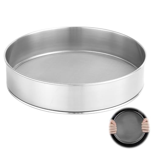 DAJASD Mehlsieb Edelstahlsieb, 20cm Feines Mehlsieb Feinmaschig, 150 Mesh Runde Backsieb Puderzuckersieb, Wiederverwendbar Mehlsieb Einhand für Reis Bohnen Getreide Obst Gemüse (Silber) von DAJASD