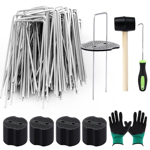 DAJAVE 100 Stück Landschaftsklammern, 15,2 cm, 11 Gauge, U-förmige Gartenpfähle, 100 Stück Dichtung mit Hammerschlaghaken und Handschuhen, Bodenklammern zur Sicherung von Unkrautbarriere DAJAVE 100 Stück Landschaftsklammern, 15,2 cm, 11 Gauge, U-förmige Gartenpfähle, 100 Stück Dichtung mit Hammerschlaghaken und Handschuhen, Bodenklammern zur Sicherung von Unkrautbarriere von DAJAVE